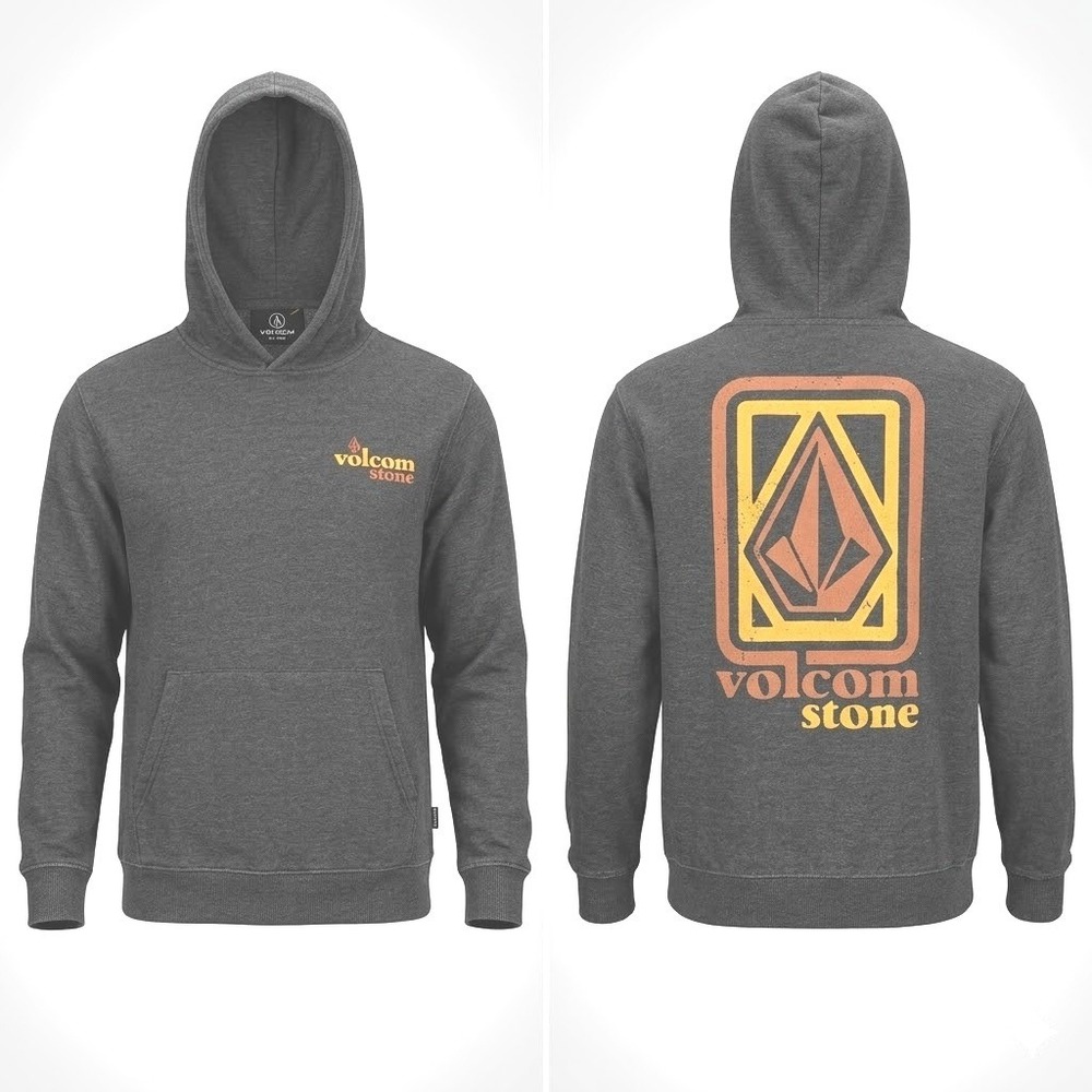 Volcom Boys Hoodie M 10-12‎ Charcoal Gray Skater Punk Indie Sleaze Stone Logo